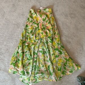 Olia Lemon print high low skirt